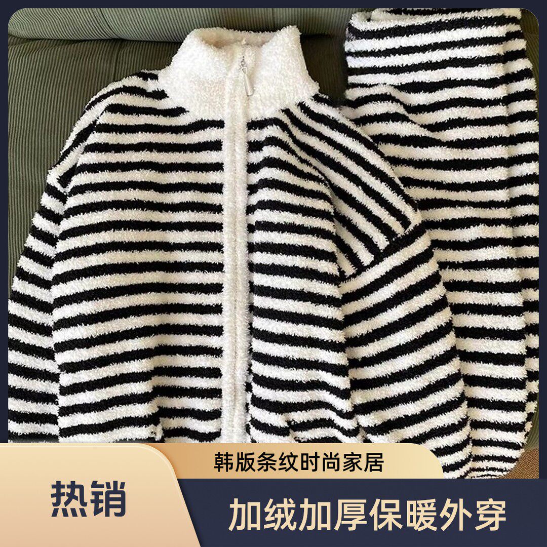珊瑚绒睡衣女冬季新款加绒加厚韩睡衣/家居服套装