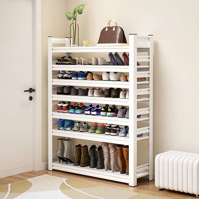 家用钢制鞋架门口落地多层置物架铁艺简易收纳架玄关入户门后鞋柜