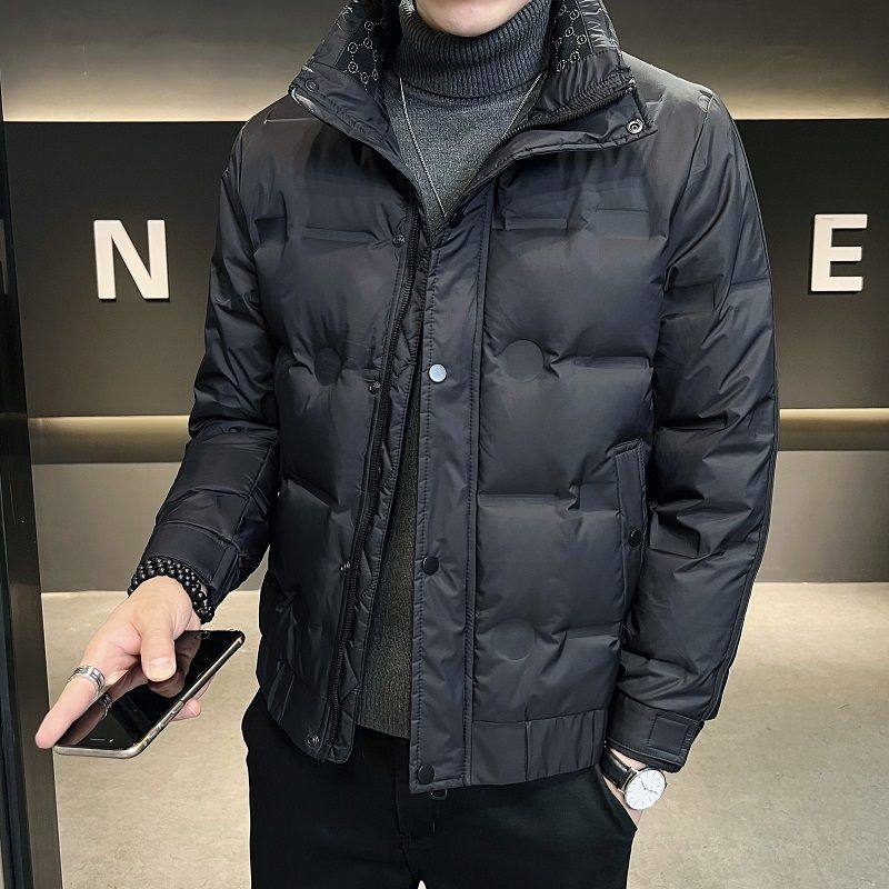 男士羽绒服2025年新款轻薄加厚短款立领压花冬装潮牌帅气冬季外套
