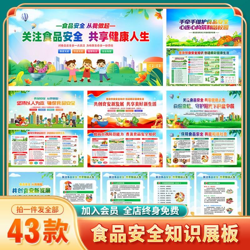 .T272#食品安全展板卫生健康知识宣传关注食品安全海报图片素材