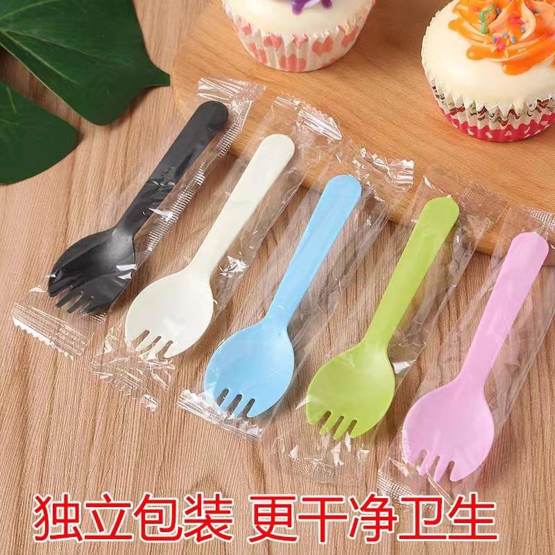 加厚2.3克蛋糕叉子一次性勺子水果 甜品叉勺蛋糕叉勺独立包装
