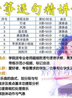 古筝逐句行者风雨莲花谣彝族舞曲林冲夜奔姜女泪浏阳河草原英雄小