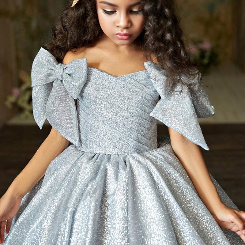 欧美洋气公主裙黑色女童生日花童礼服钢琴主持人模特走秀钢琴童装