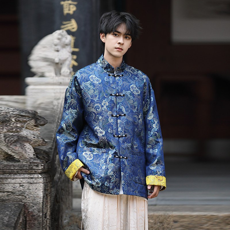 中国风唐装夹克外套上衣2024春秋款新中式男装复古盘扣汉服居士服
