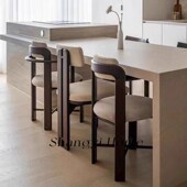 中古奶油风餐椅简约设计师创意实木书房靠背椅家用侘寂风复古椅子