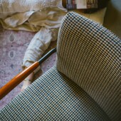 失物招领家具羊毛花呢铁管椅扶手椅复古简约北欧单人轻奢沙发椅