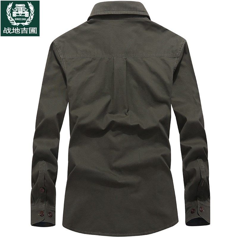 春秋季军旅工装衬衫男长袖纯棉上衣宽松大码多口袋男士休闲衬衣男,男装,衬衫,淘宝优惠券,粉丝福利购,淘宝优惠卷