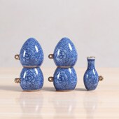 鸟笼配件 绣眼罐鸟食罐鸟杯 华胜堂 景德镇手绘青花描金千叶牡丹