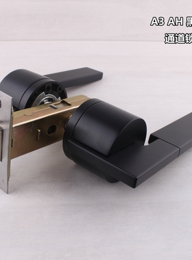 双面把手灰黑色通道锁卧室过道厨房门隐形门锁单锁斜舌棕皮执手锁