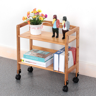 楠竹可移动小书架落地省空间带滑轮简易宿舍多功能实木置物架23cm