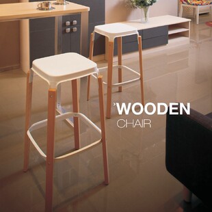铁艺高脚凳吧凳简约酒吧椅 北欧实木金属吧凳家用吧台椅前台椅时尚