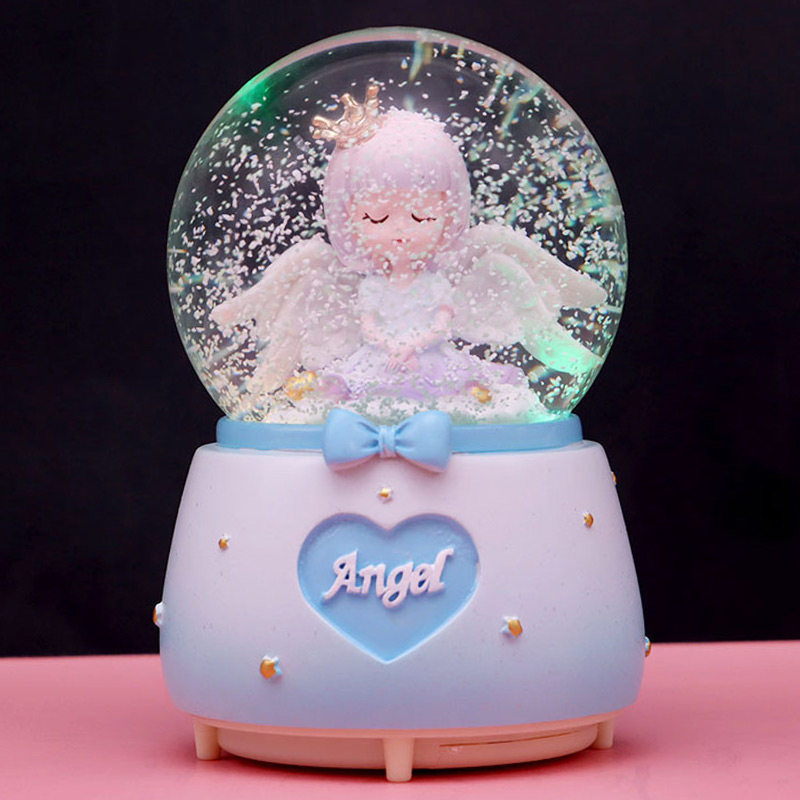 天使女孩下雪水晶球音乐盒公主娃娃旋转八音盒儿童闺蜜女生日礼物