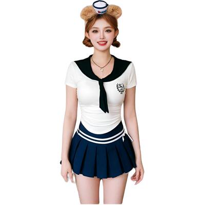 流岚星韩系学院风JK制服水手服短袖上衣巨好看辣妹百褶半裙子裙