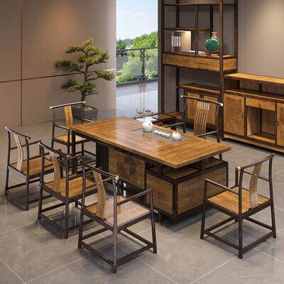 依和2.16米新中式实木茶桌椅组合檀香木禅意红木办公室茶几泡茶台