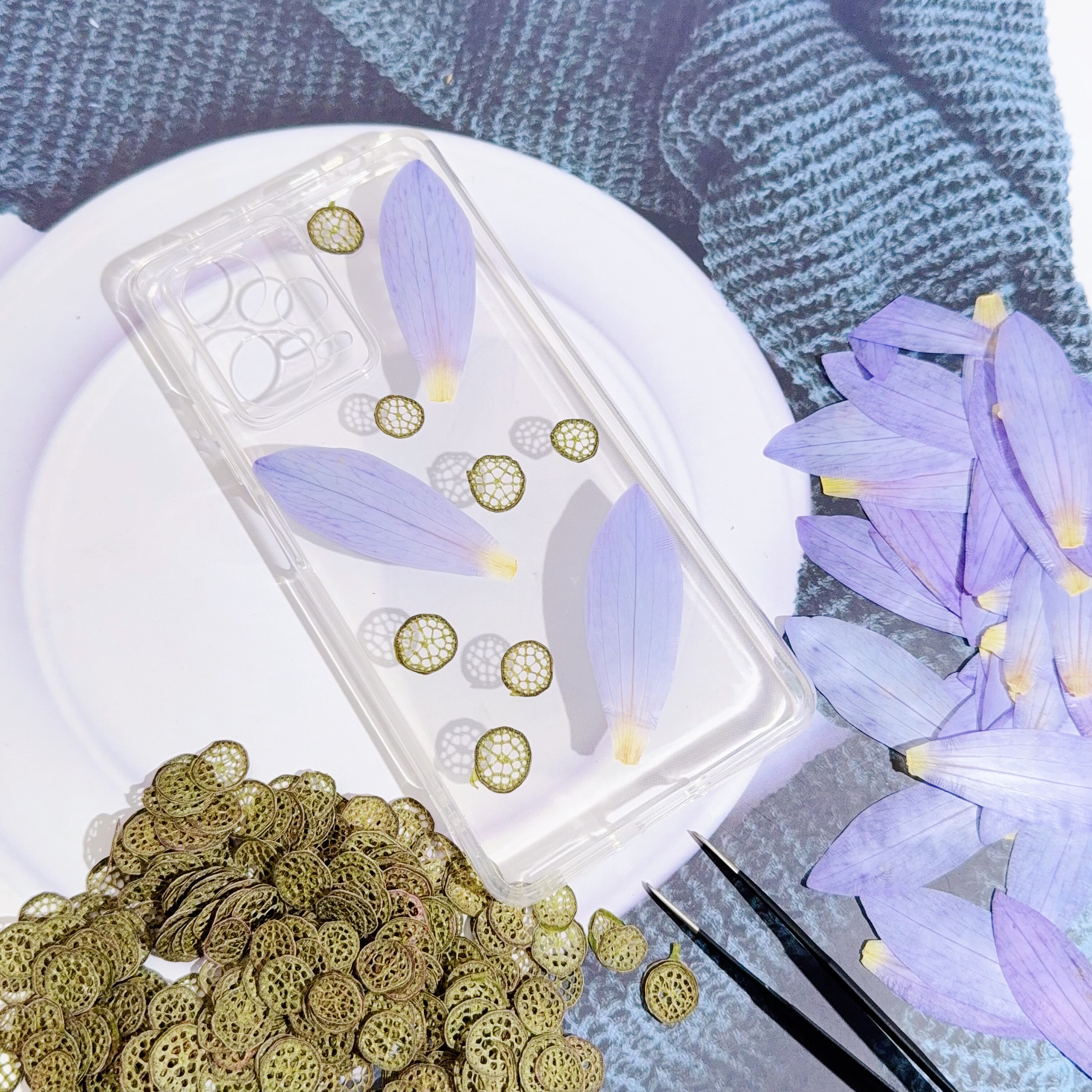 睡莲根茎切片手工压花睡莲花瓣干花真花植物标本创意手工滴胶材料