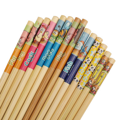 工厂宝宝学习训练筷2-10岁18cm辅助卡通筷幼儿园竹质儿童筷子