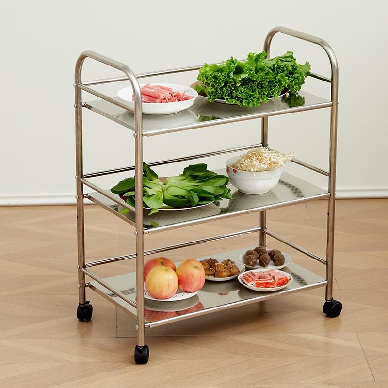 火锅店菜架子厨房微波炉多层落地置物架三层蔬菜盘烤肉放菜架商用