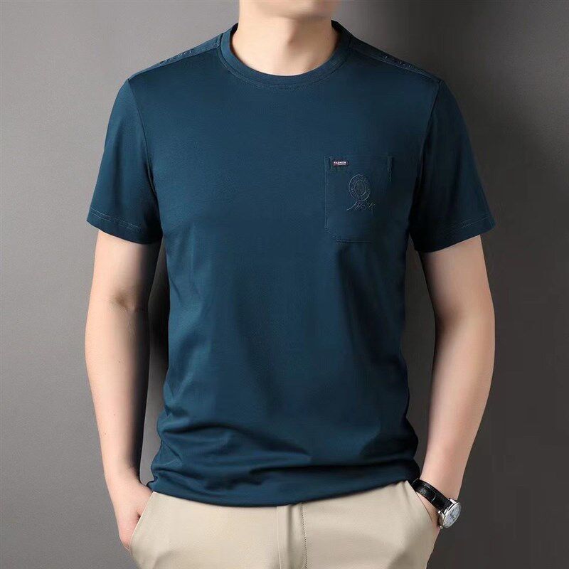 春秋纯棉t恤男士长袖圆领秋季薄款男装卫衣中年爸爸休闲夏装上衣