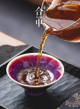 钧窑郎红釉主人杯单杯陶瓷个人专用功夫茶杯斗笠杯茶碗中国风茶盏