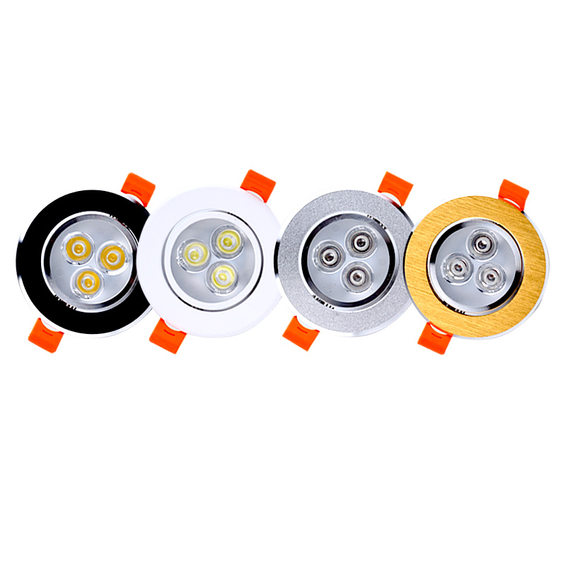 led筒灯3w嵌入式家用射灯电视墙客厅吊顶黑白色银色金色面 中性光