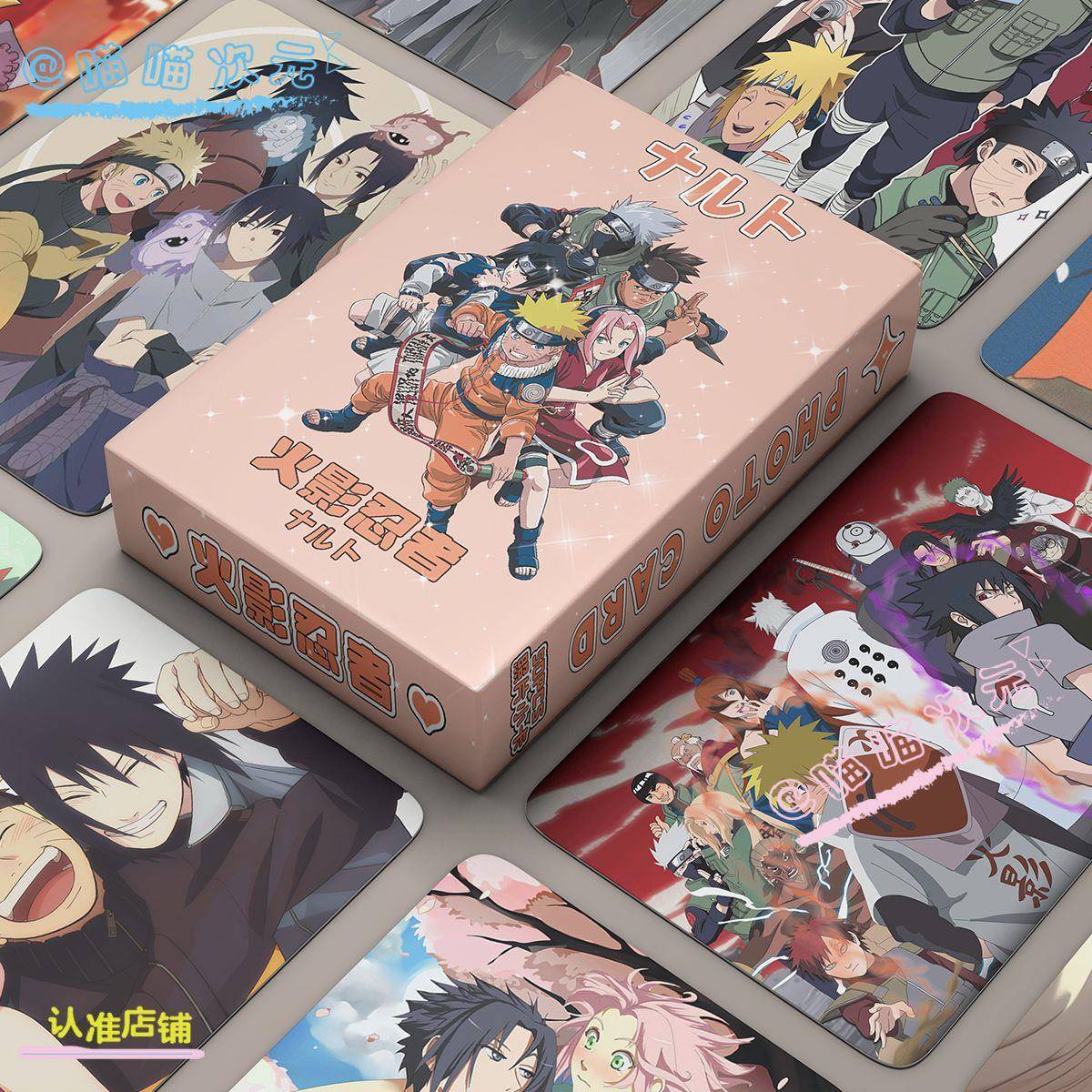 新款火影忍者周边动漫新款鸣人佐助高颜值精美小卡五十张三寸盒装
