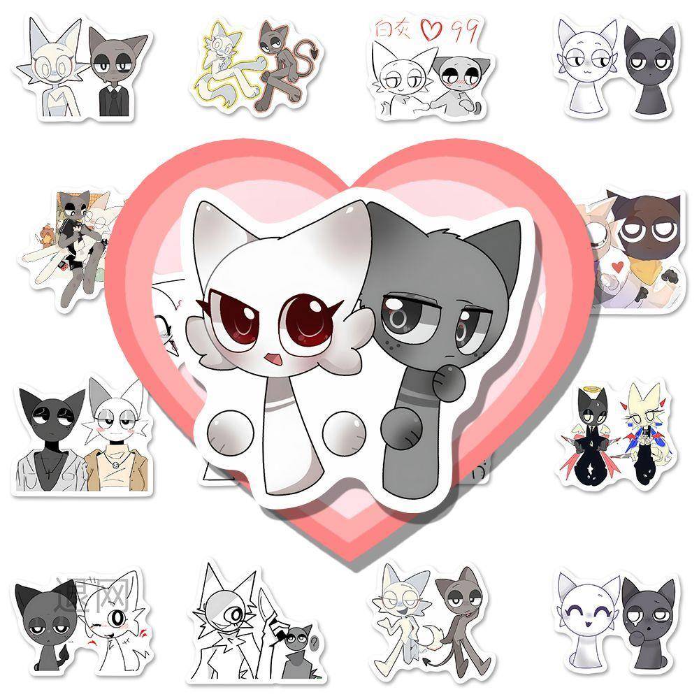 节奏盒子温达160张节奏盒子sprunki白灰CP贴纸新款创意可爱温达格