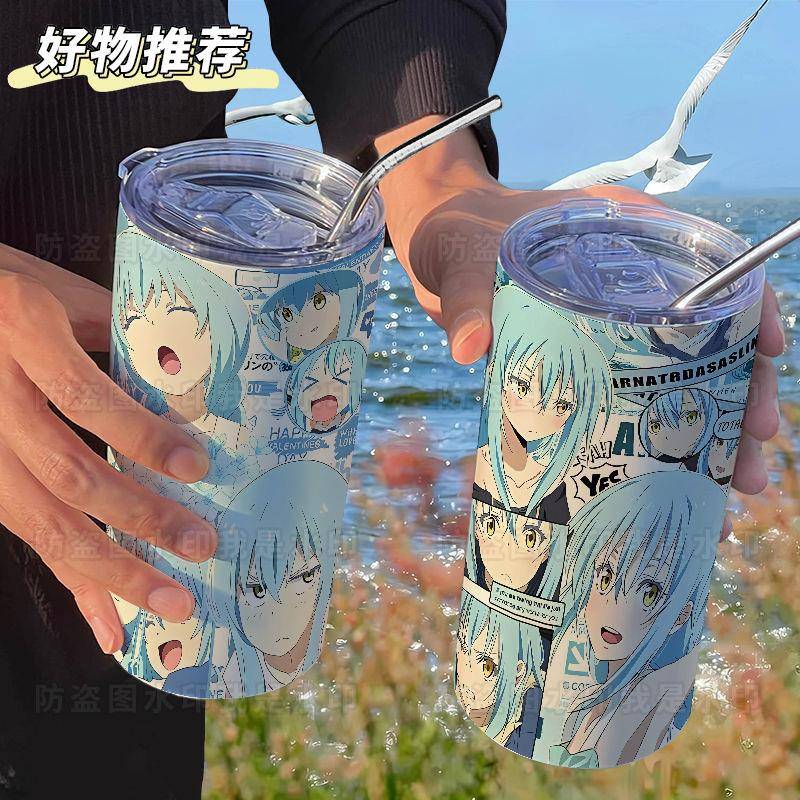 动漫史莱姆利姆露咖啡杯带吸管随手水杯ins高颜值304不锈钢保温杯