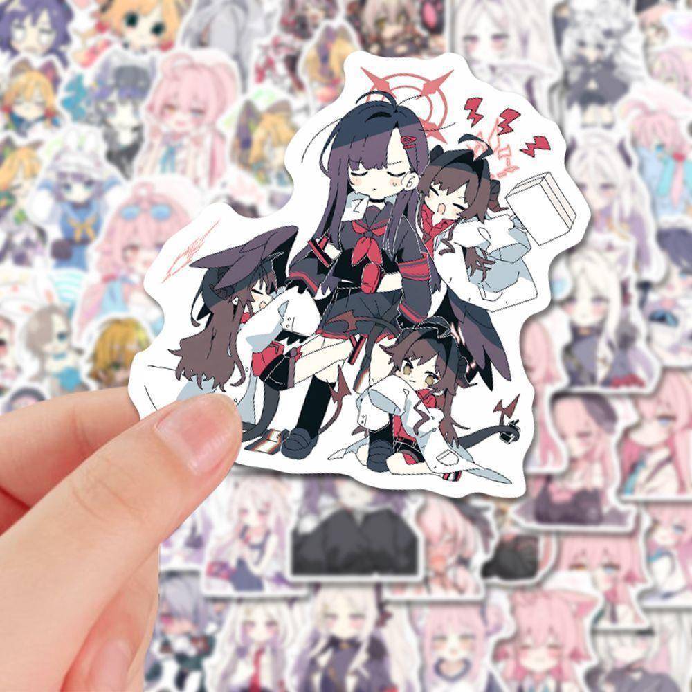 210张不重覆碧蓝档案表情包贴纸卡通Q版可爱二次元头像贴画行李箱