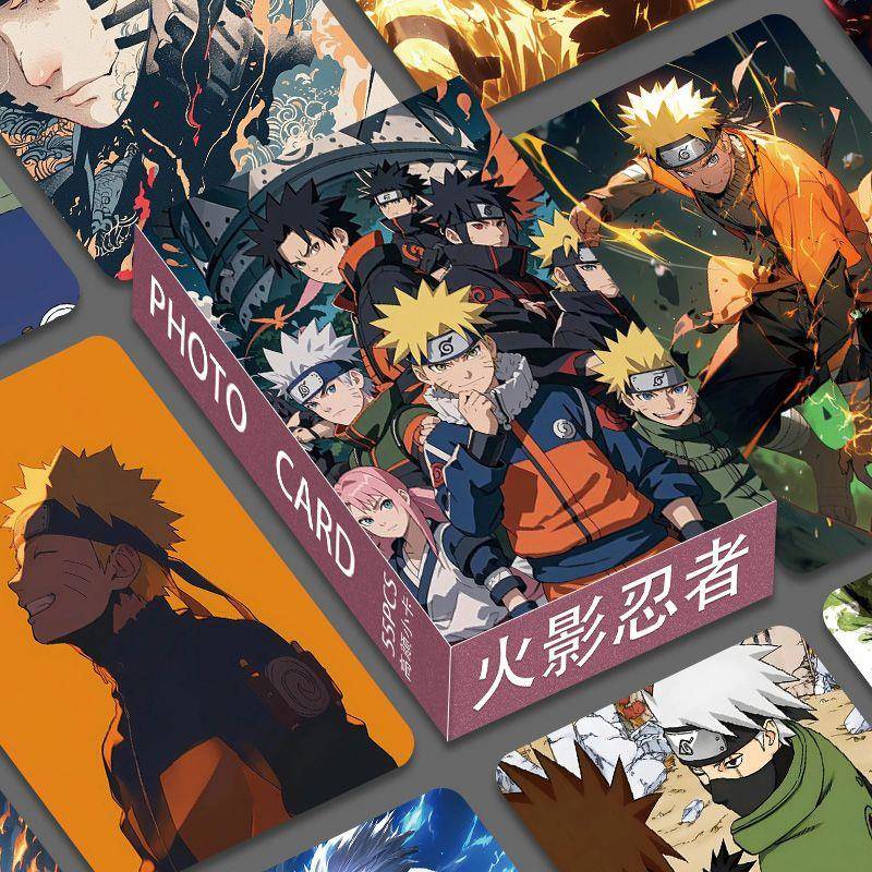 新款火影忍者高颜小卡55张盒装三寸不重复精美旋涡鸣人佐助小樱高