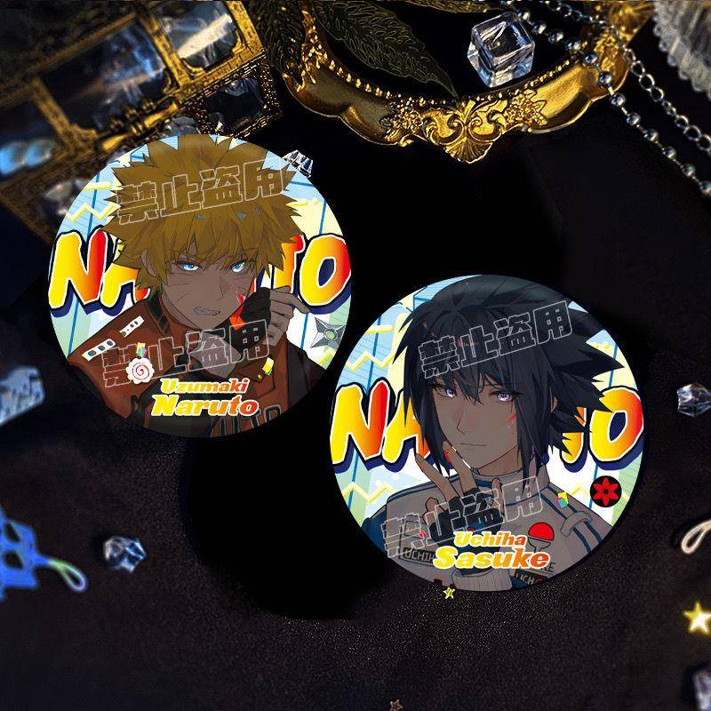 火影忍者动漫周边旋涡鸣人反光双闪吧唧佐助二次元胸针徽章谷子