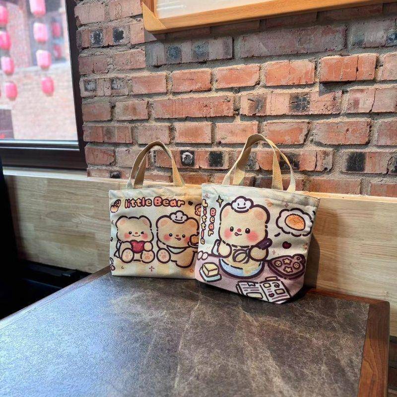 黄油小熊帆布包黄油小熊外出帆布袋便当便携手提包帆布包学生拎包