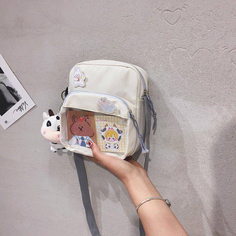 日系原宿可爱古着感少女学生单肩斜挎帆布包新款韩版百搭网红书包