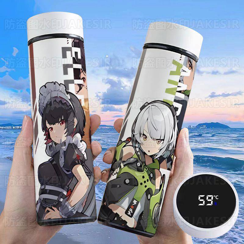 绝区零艾莲周边智能学生保温杯高颜值测温显温水304不锈钢杯子