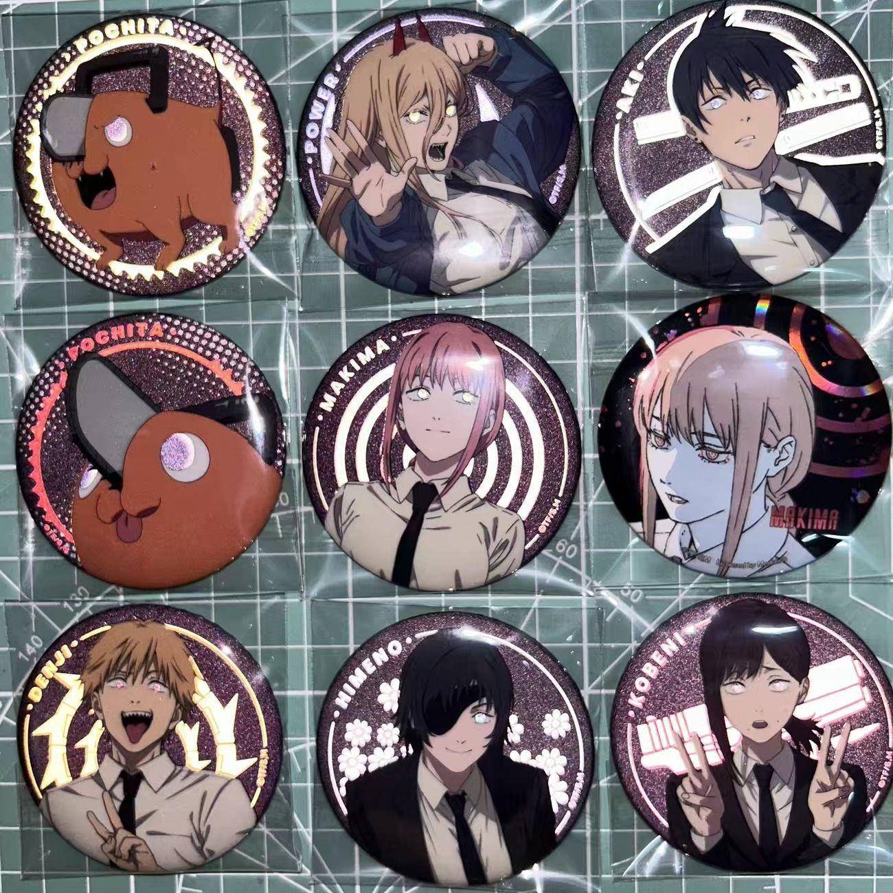 新款链锯人反光徽章/吧唧盲盒早川秋玛奇玛波奇塔电锯人动漫周边