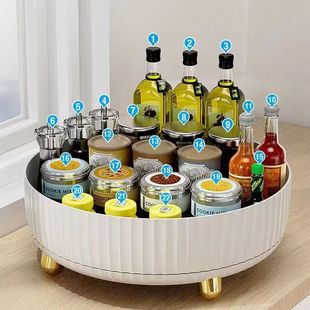 360度旋转厨房置物架 多功能收纳盒品家用调料大全转盘收纳果盘