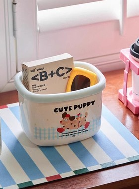 奶油风桌面垃圾桶家用客厅可爱收纳桶办公室车载迷你小型废纸篓