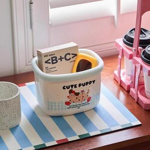 卡通小狗桌面垃圾桶可爱迷你收纳盒杂物整理桶学生宿舍桌面收纳桶