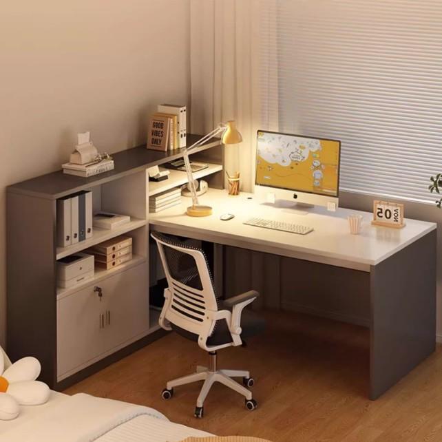 转角书桌家用学习桌子卧室女生梳妆台书柜一体简易l型拐角电脑桌