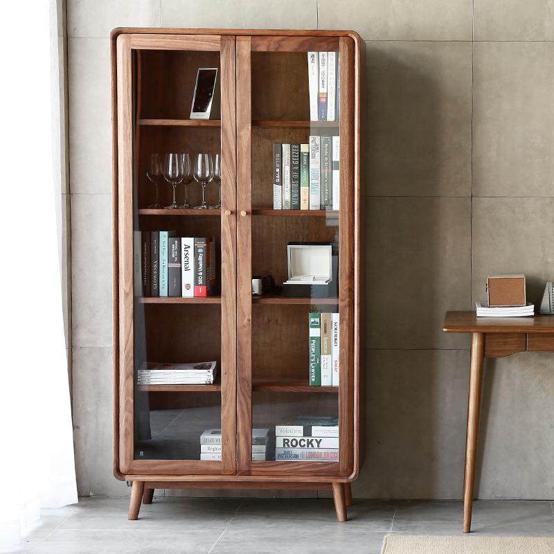北欧黑胡桃木全实木储物柜书柜现代简约落地柜书柜橱置物书架收纳,基础建材,脚轮/万向轮,淘宝优惠券,粉丝福利购,淘宝优惠卷