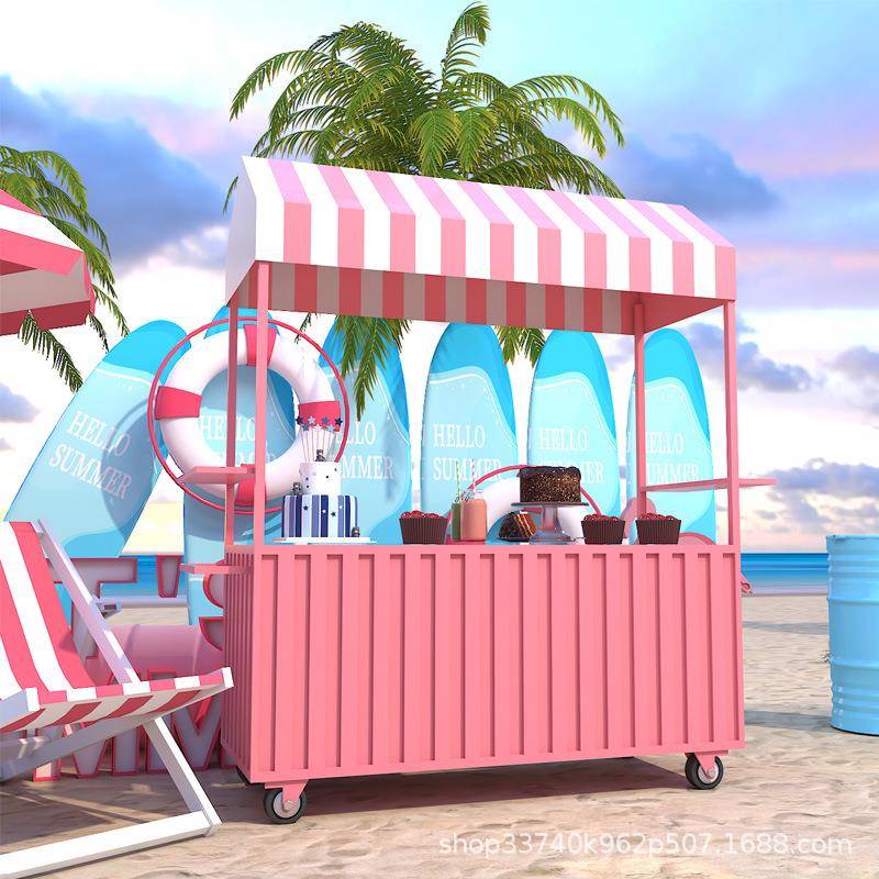 网红创意集市小推车摆摊车商业街户外花车促销车活动棚展示架货架