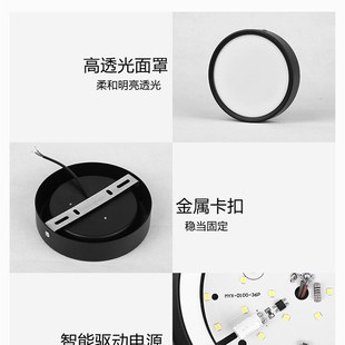 led明装 筒灯免开孔圆形12W过道灯走廊玄关过道吸顶7瓦天花灯射灯