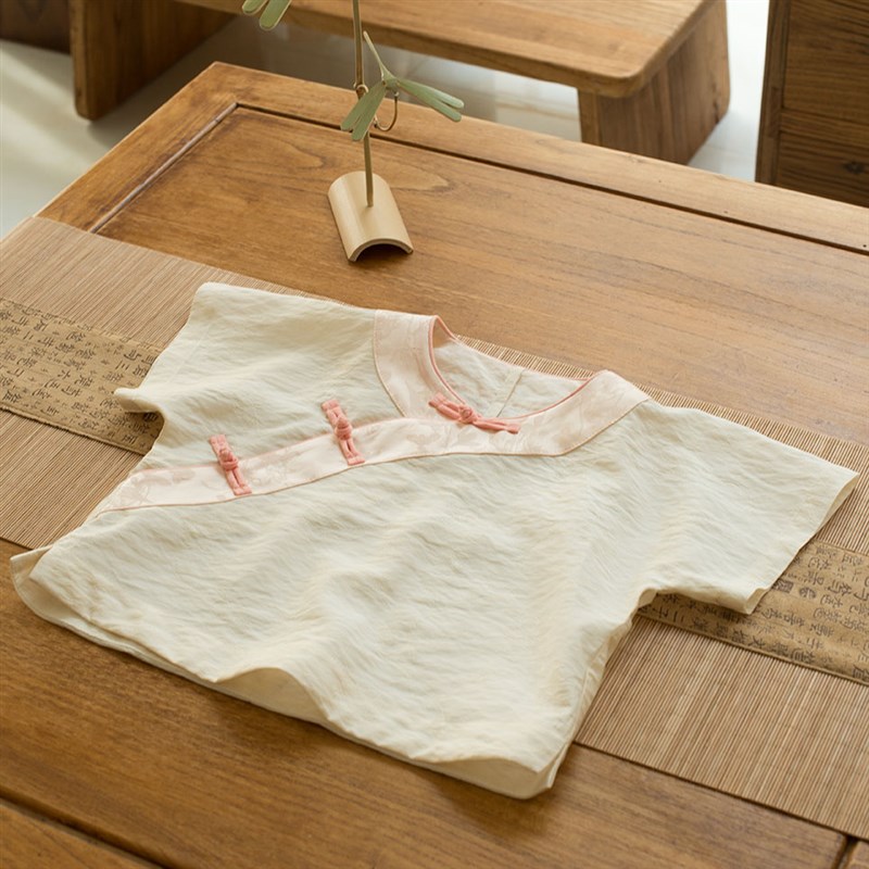 汉服新中式女装女童夏装中国风上衣儿童衬衫女宝唐装旗袍倒大袖薄