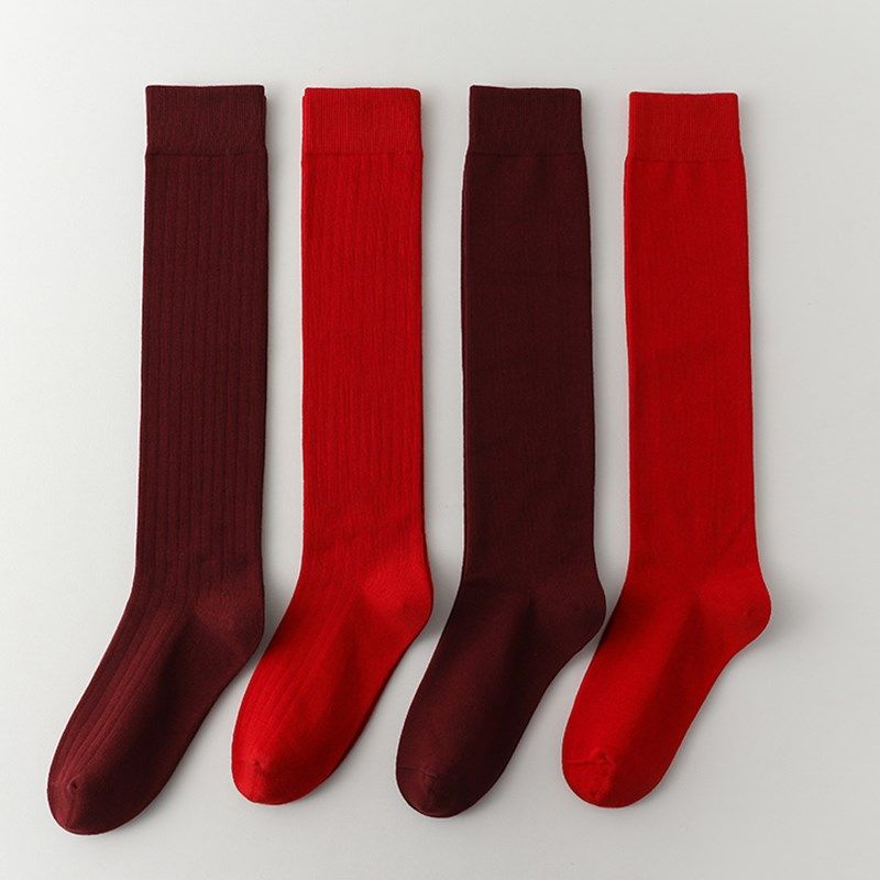 秋冬款安可拉红小腿袜子女百搭美腿复古显瘦酒红色网红长筒堆堆袜,女士内衣/男士内衣/家居服,长筒袜,淘宝优惠券,粉丝福利购,淘宝优惠卷