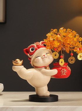 发财树招财猫摆件酒柜电视柜开业礼物店铺收银台客厅乔迁新居礼品