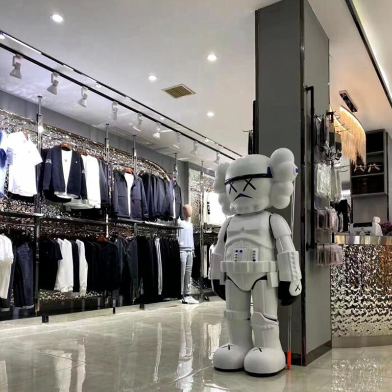 服装店货架上墙式展示架天地挂衣架男女装店中岛不锈钢挂衣服架子