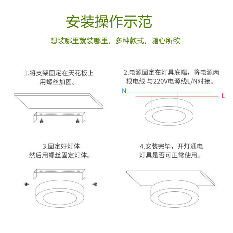 led明装筒灯免开孔圆形12W过道灯走廊玄关过道吸顶7瓦天花灯射灯
