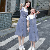 夏装 潮短袖 网红母女装 2021新款 连衣裙中大童洋气两件套 套装 亲子装