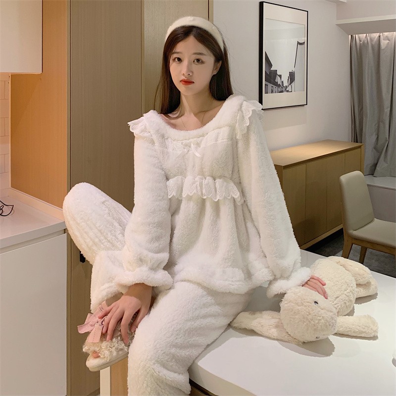 珊瑚绒睡衣女2021年新款冬季加厚加绒甜美可爱女士时尚家居服套装