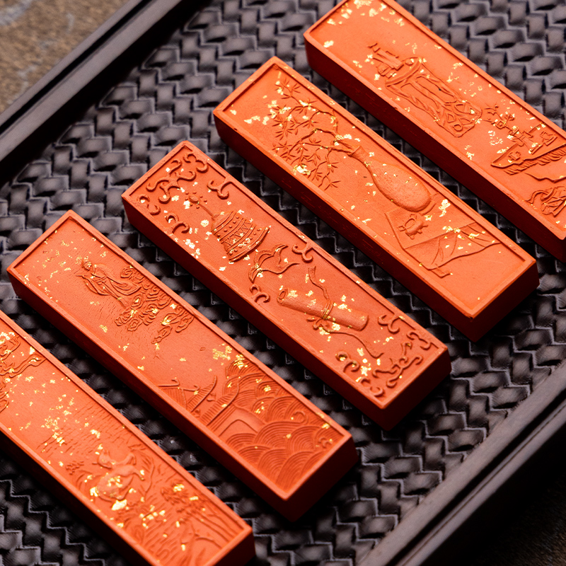 善琏湖笔 朱砂墨 国家工艺美术大师项德胜毛笔墨条墨块砚条墨锭高