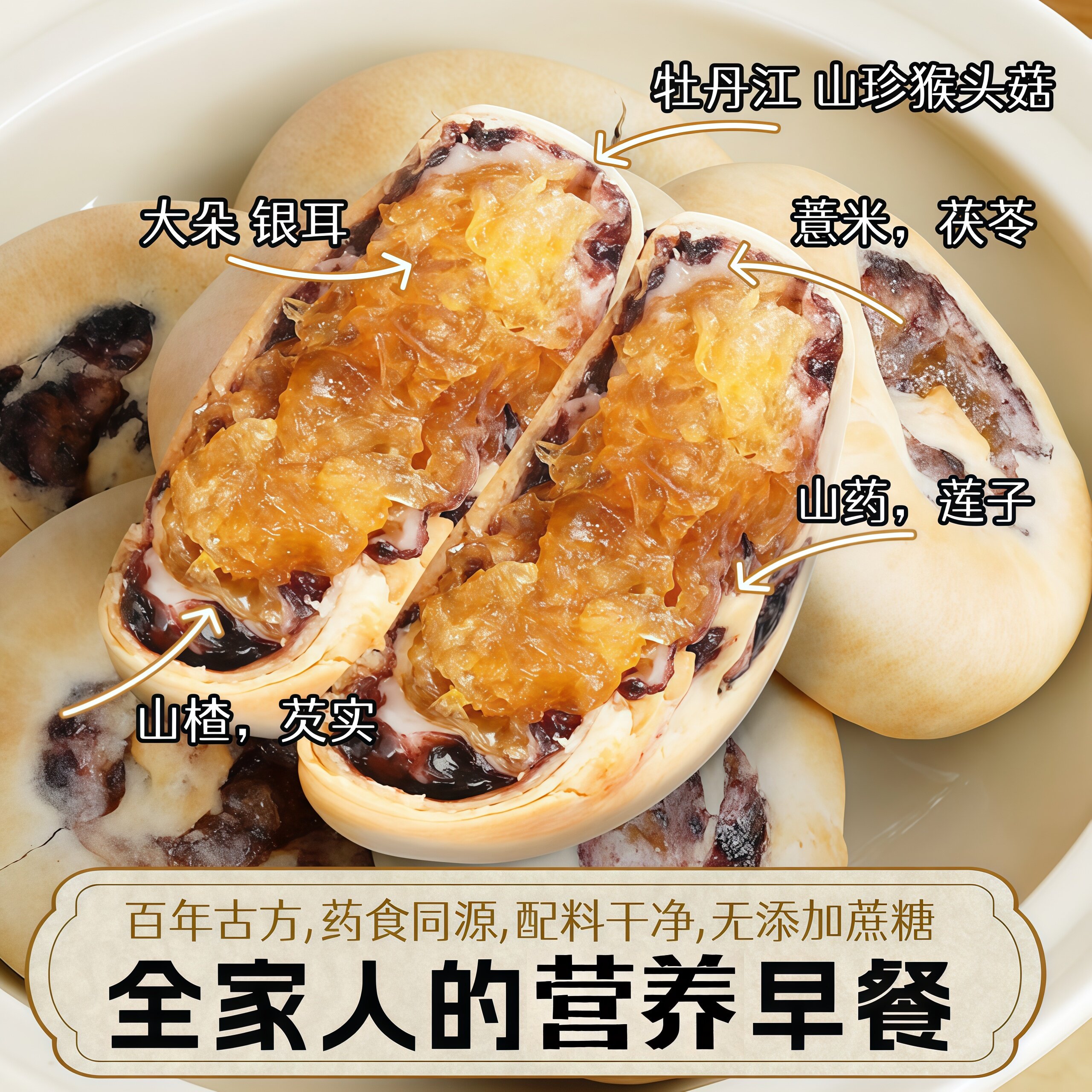 传统紫米饼猴头菇银耳八珍糕图片